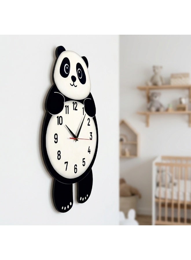 A high-quality, stylish panda-shaped pendulum wall clock with cheerful colors and a gentle movement; easy to install and suitable for various uses and decors. - Image 4